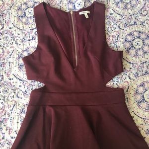 Charlotte Russe maroon cut out peplum tank